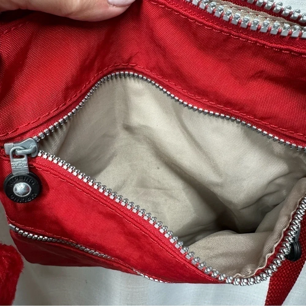 Kipling Red Crossbody Bag Small Double Outside Pockets Jaxton Gorilla Charm